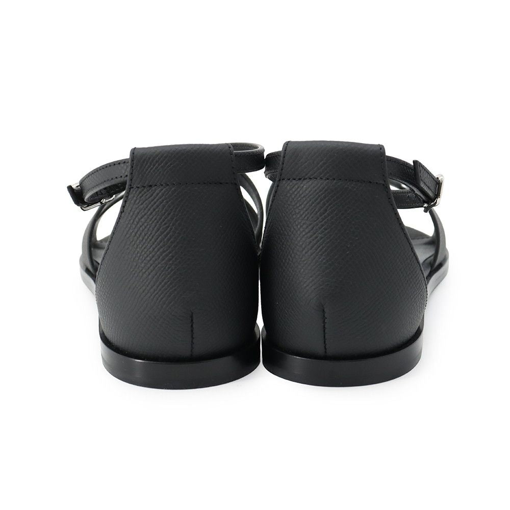 Hermes Sandals Santorini Epsom 38 Shoes Black — view 3
