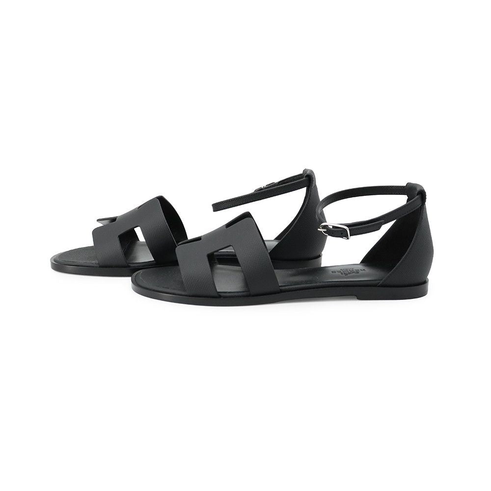 Hermes Sandals Santorini Epsom 38 Shoes Black — view 2