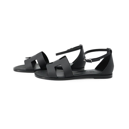 Hermes Sandals Santorini Epsom 38 Shoes Black — view 2