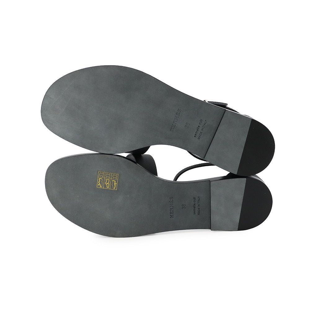 Hermes Sandals Santorini Epsom 38 Shoes Black — view 4