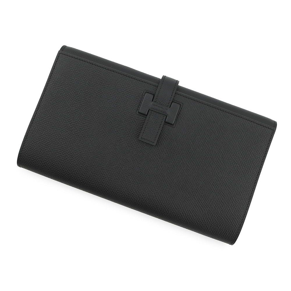 Hermes Wallet New Passant Toutenmain Black Silver Epsom