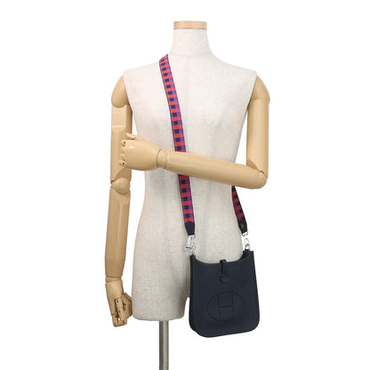 Hermes Shoulder Bag Evelyne TPM Maxi Quadrille 111 cm Blue Nuit Silver Taurillon — view 4