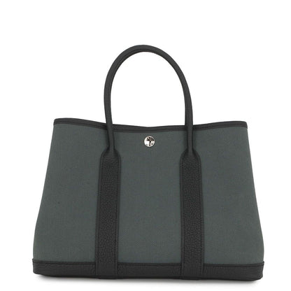 Hermes Tote Garden Party TPM Vert Mangrove Black Silver Toile Ash Negonda