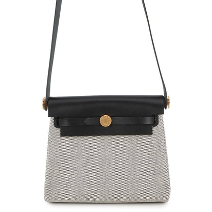 Hermes Shoulder Bag Herbag Zip Mini Ecru Black Gold Toile Ash Vache Hunter