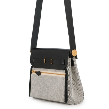 Hermes Shoulder Bag Herbag Zip Mini Ecru Black Gold Toile Ash Vache Hunter — view 2