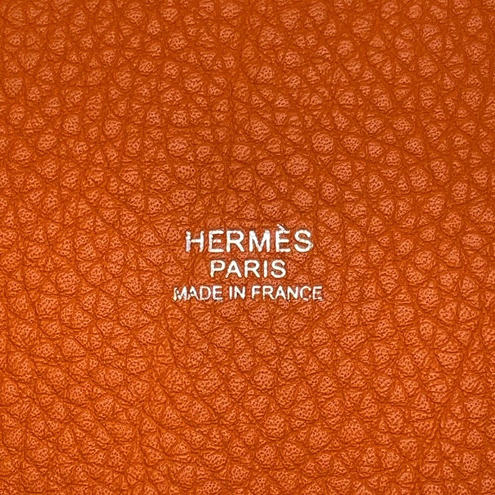 Hermes Handbag Picotin Lock PM Orange Silver Taurillon Clemence Tote — view 6
