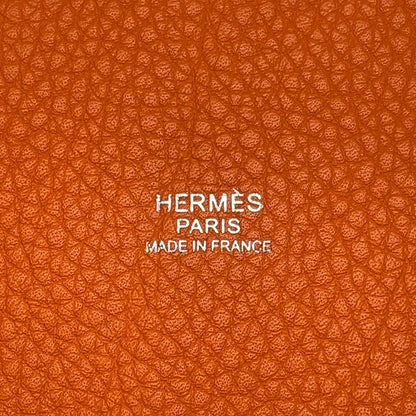 Hermes Handbag Picotin Lock PM Orange Silver Taurillon Clemence Tote — view 6