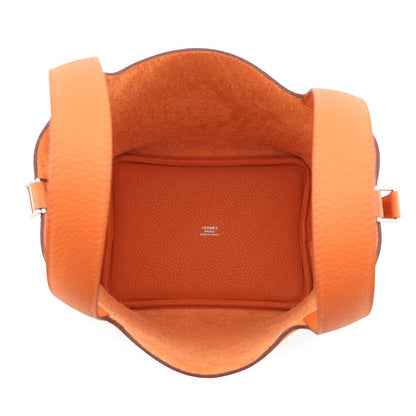 Hermes Handbag Picotin Lock PM Orange Silver Taurillon Clemence Tote — view 5