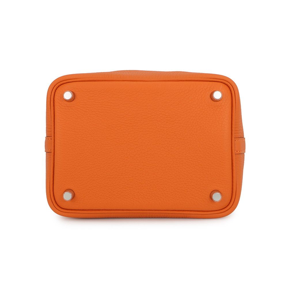 Hermes Handbag Picotin Lock PM Orange Silver Taurillon Clemence Tote — view 3