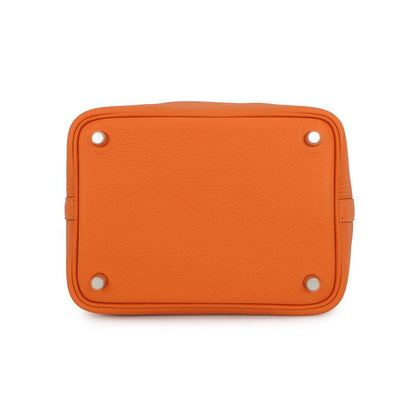 Hermes Handbag Picotin Lock PM Orange Silver Taurillon Clemence Tote — view 3