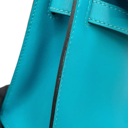 Hermes Handbag Pochette Kelly Blue Paon Silver Swift Bag — view 7