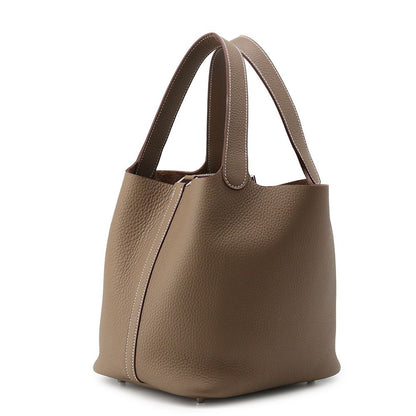 Hermes Handbag Picotin Lock MM Etoupe Silver Taurillon Clemence Tote — view 2
