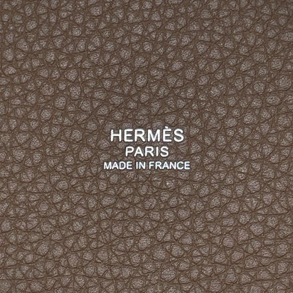 Hermes Handbag Picotin Lock MM Etoupe Silver Taurillon Clemence Tote — view 8