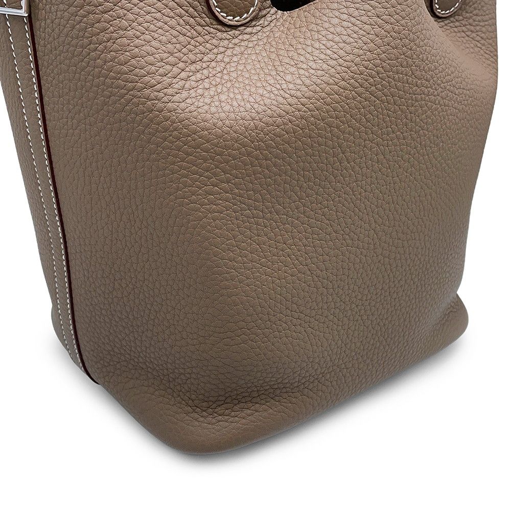 Hermes Handbag Picotin Lock MM Etoupe Silver Taurillon Clemence Tote — view 6