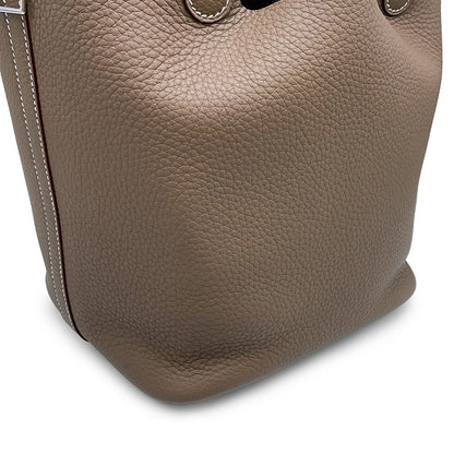 Hermes Handbag Picotin Lock MM Etoupe Silver Taurillon Clemence Tote — view 6