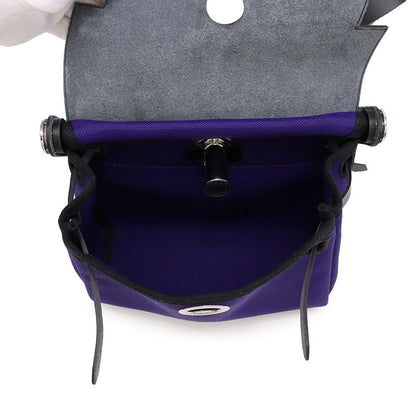 Hermes Shoulder Bag Herbag Zip Mini Purple Black Silver Toile Ash Vache Hunter — view 5
