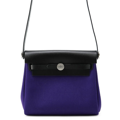 Hermes Shoulder Bag Herbag Zip Mini Purple Black Silver Toile Ash Vache Hunter