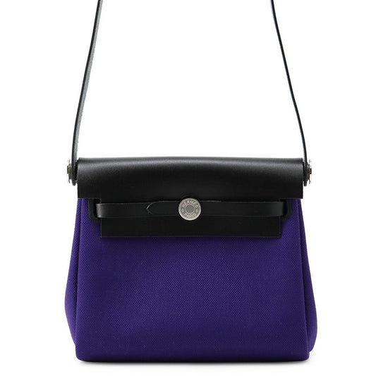 Hermes Shoulder Bag Herbag Zip Mini Purple Black Silver Toile Ash Vache Hunter