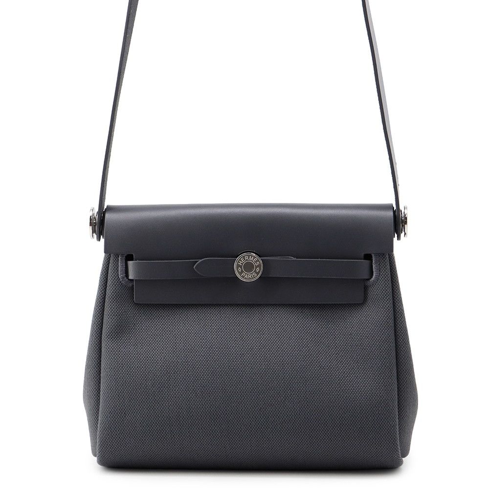 Hermes Shoulder Bag Herbag Zip Mini Ardoise Silver Toile Military Vache Hunter