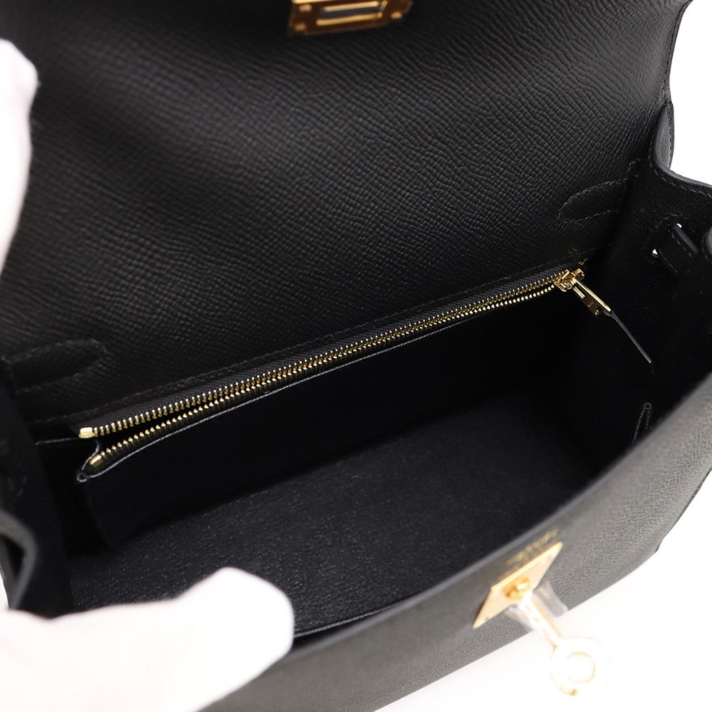 Hermes Handbag Kelly 25 Sellier Black Gold Veau Epsom 2-Way Bag — view 7