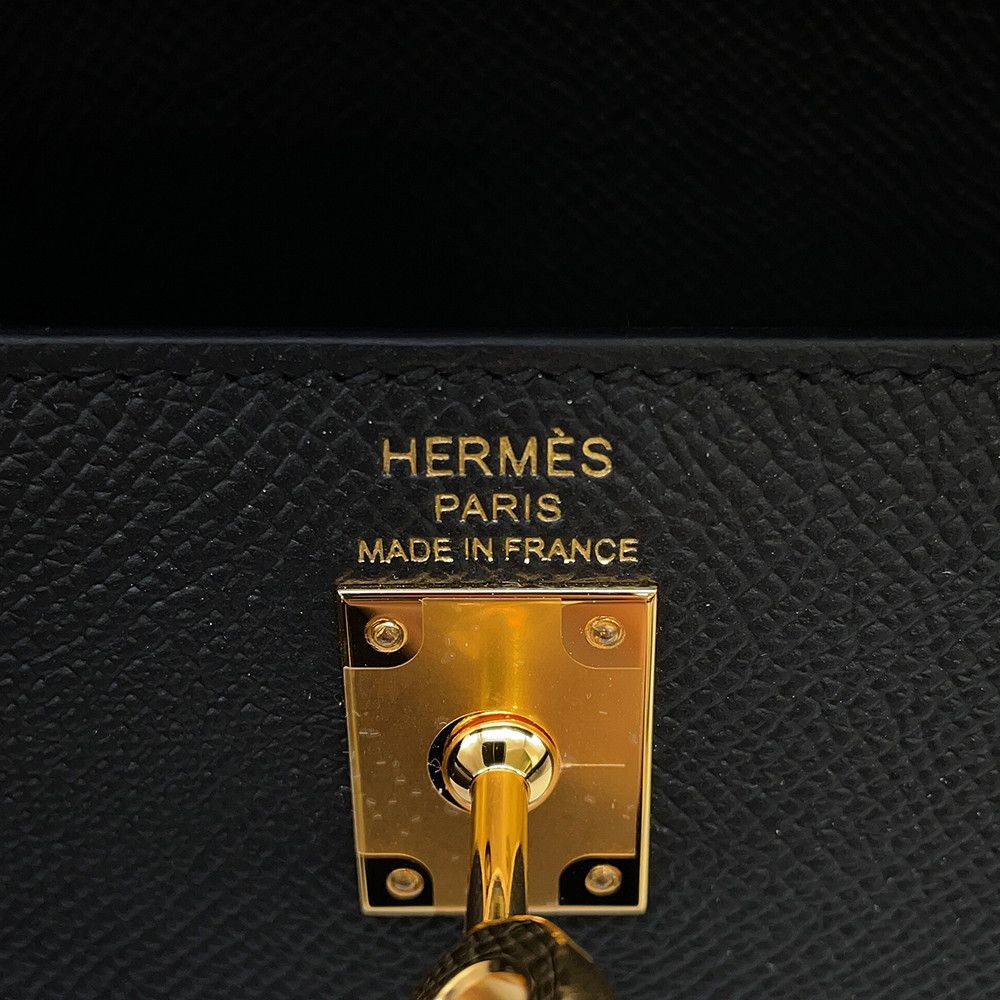 Hermes Handbag Kelly 25 Sellier Black Gold Veau Epsom 2-Way Bag — view 9