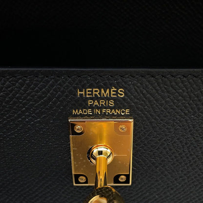Hermes Handbag Kelly 25 Sellier Black Gold Veau Epsom 2-Way Bag — view 9