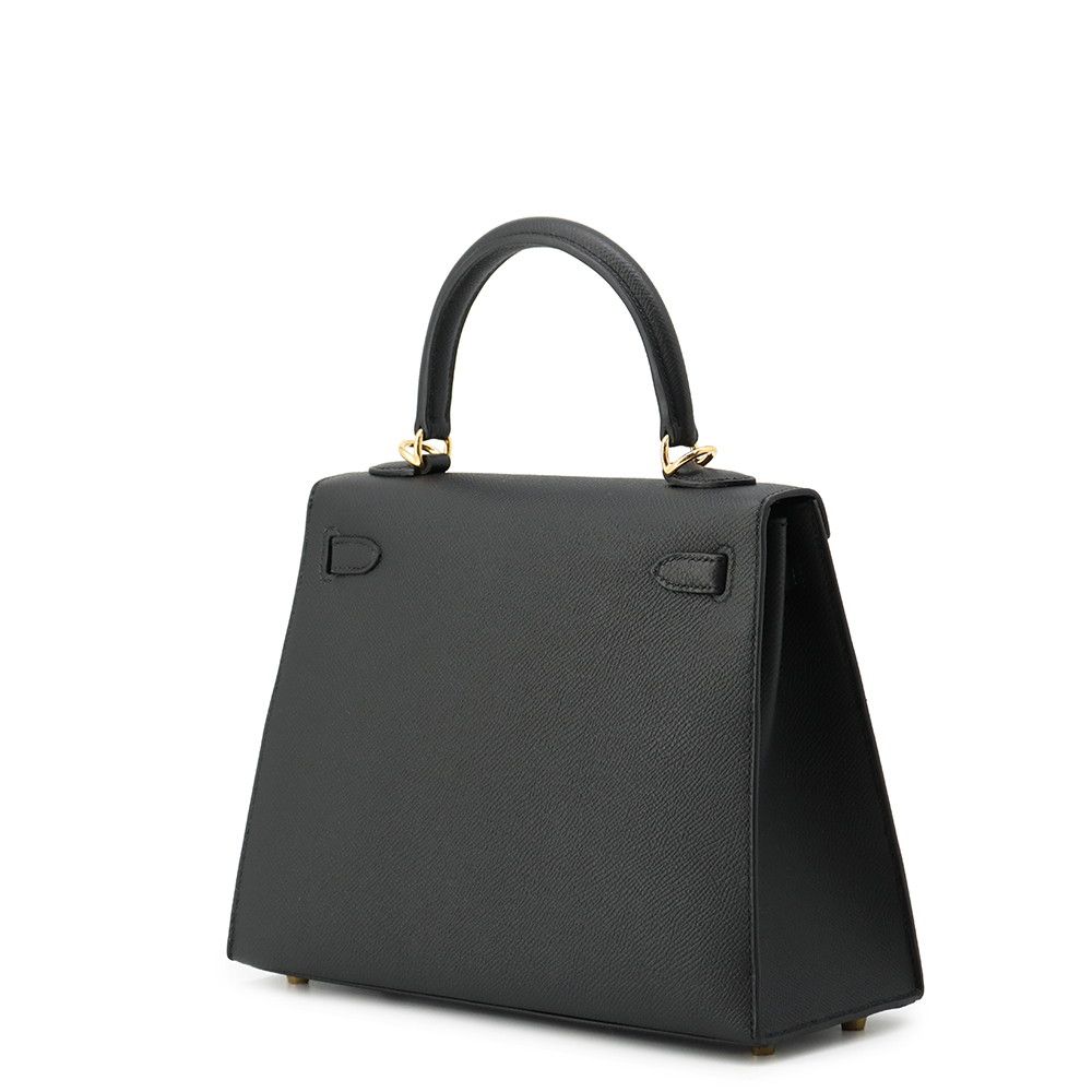 Hermes Handbag Kelly 25 Sellier Black Gold Veau Epsom 2-Way Bag — view 2