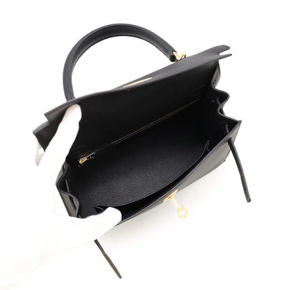 Hermes Handbag Kelly 25 Sellier Black Gold Veau Epsom 2-Way Bag — view 5