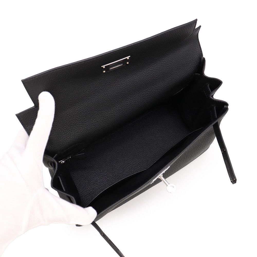 Hermes Handbag Kelly 28 Retourne Black Silver Togo 2-Way Bag — view 5