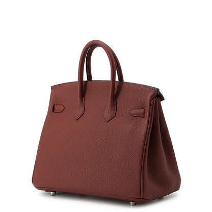 Hermes Birkin 25 Rouge Ache Silver Togo Handbag — view 2