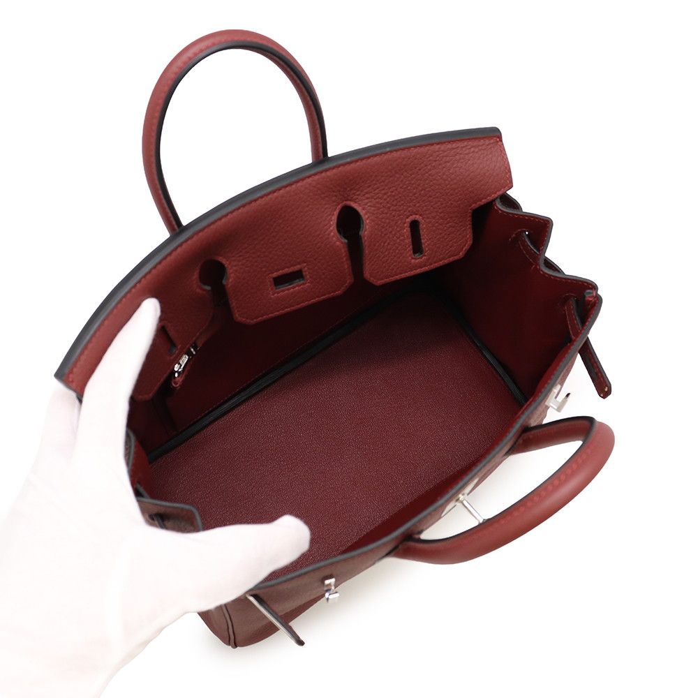 Hermes Birkin 25 Rouge Ache Silver Togo Handbag — view 5