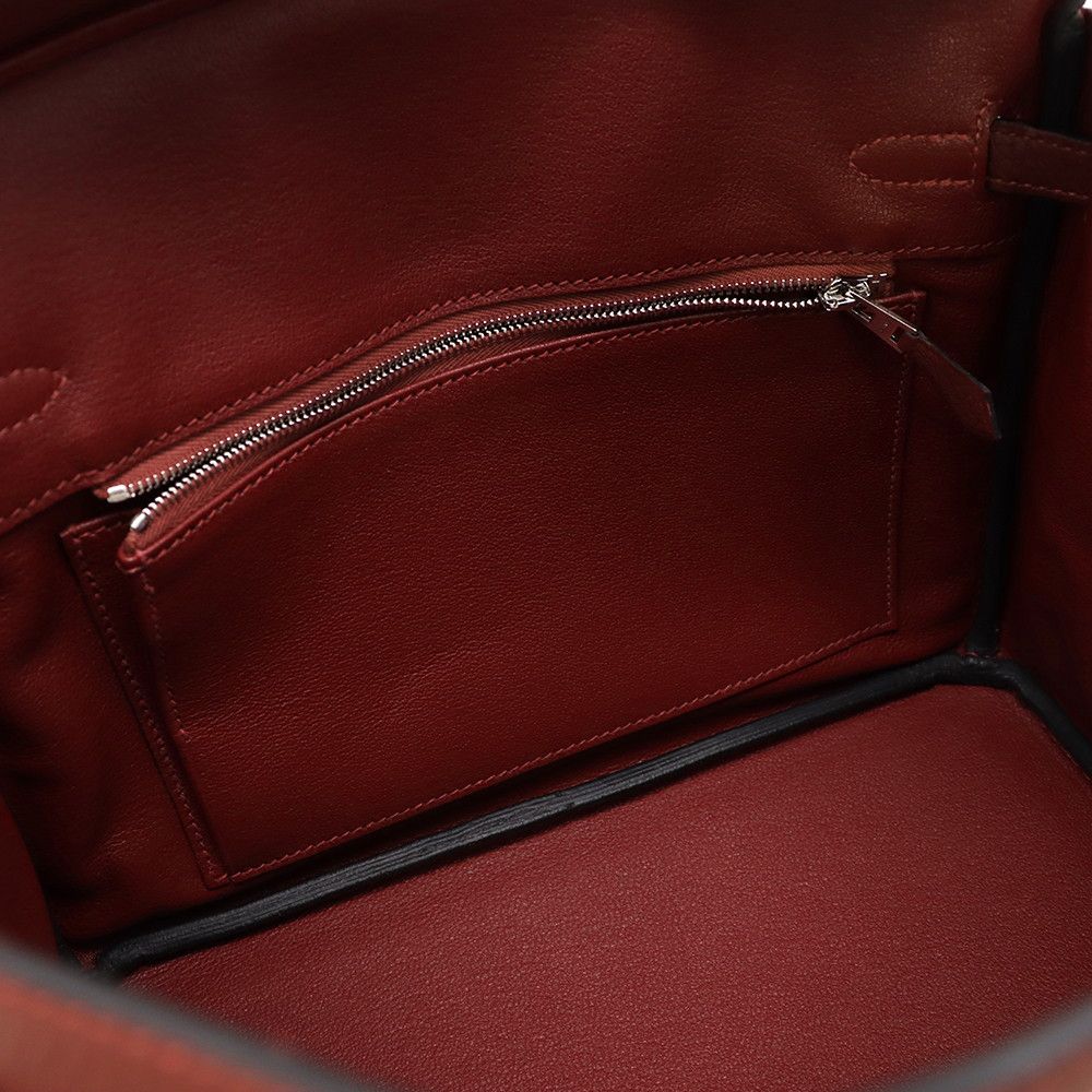 Hermes Birkin 25 Rouge Ache Silver Togo Handbag — view 7