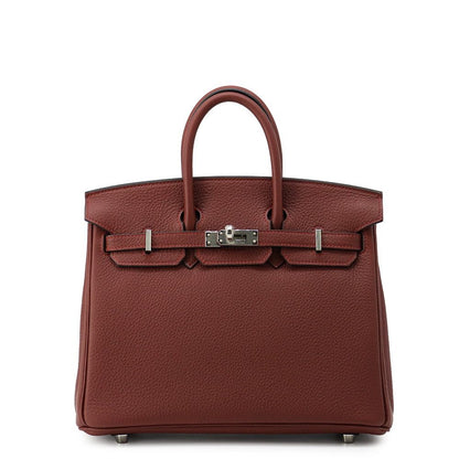 Hermes Birkin 25 Rouge Ache Silver Togo Handbag