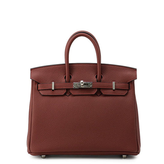 Hermes Birkin 25 Rouge Ache Silver Togo Handbag