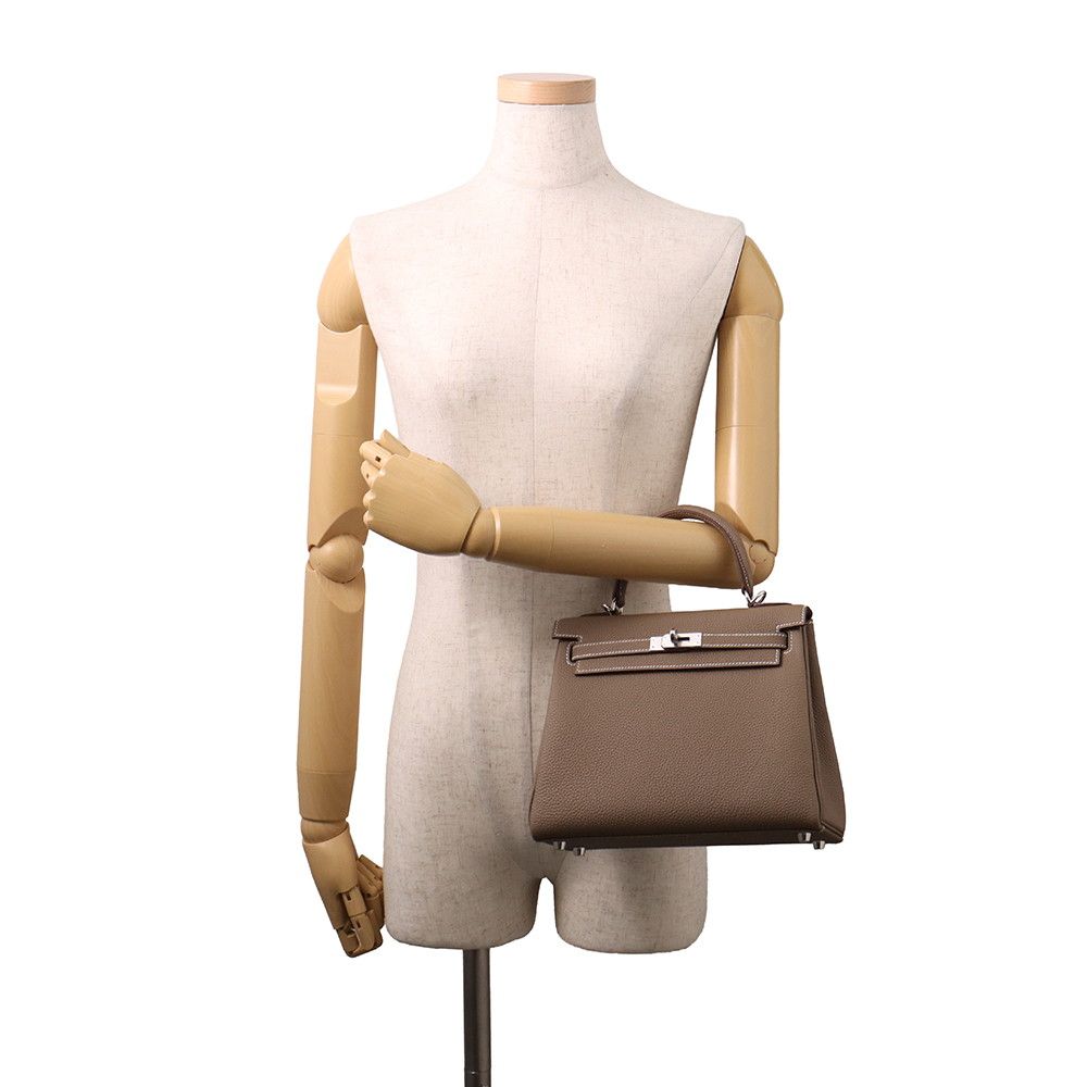 Hermes Handbag Kelly 25 Retourne Etoupe Silver Togo 2-Way Bag — view 4