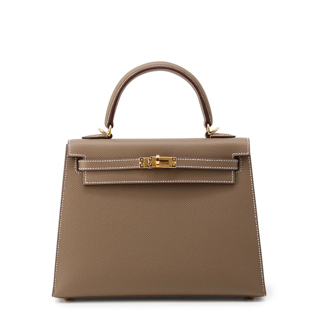 Hermes Handbag Kelly 25 Sellier Etoupe Gold Epsom 2-Way Bag