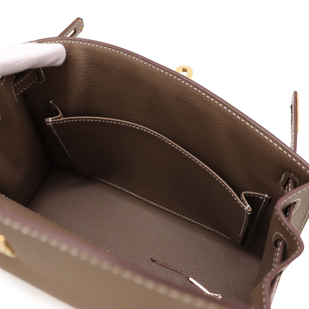 Hermes Handbag Kelly 25 Sellier Etoupe Gold Epsom 2-Way Bag — view 6