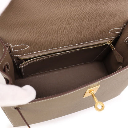 Hermes Handbag Kelly 25 Sellier Etoupe Gold Epsom 2-Way Bag — view 7