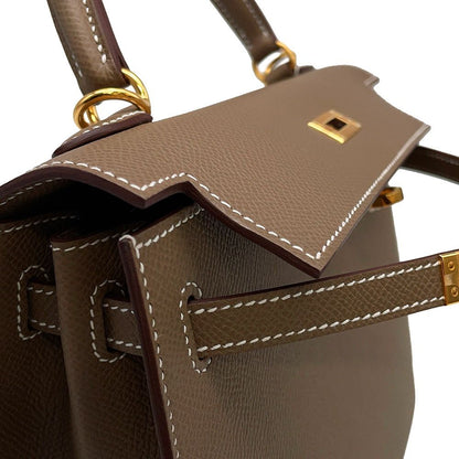Hermes Handbag Kelly 25 Sellier Etoupe Gold Epsom 2-Way Bag — view 8