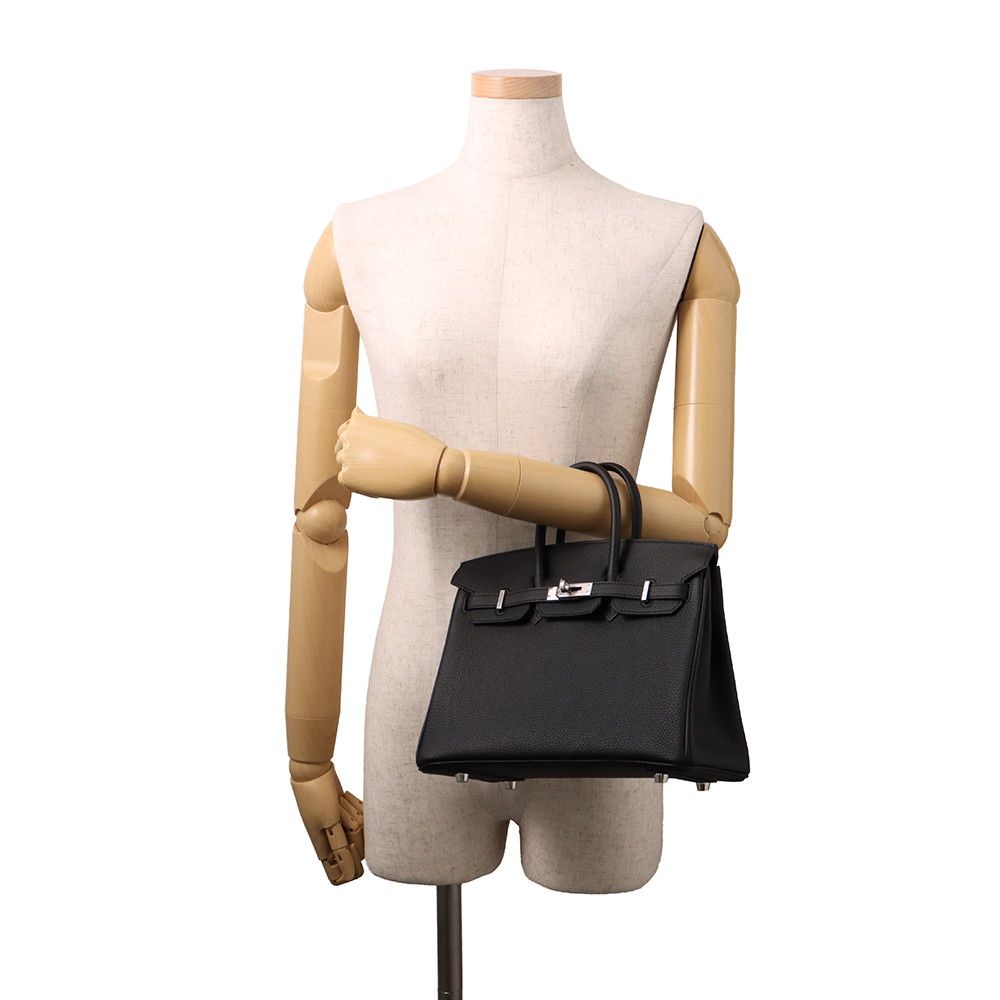 Hermes Birkin 25 Black Silver Togo Handbag — view 4
