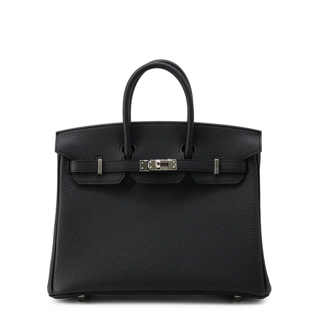 Hermes Birkin 25 Black Silver Togo Handbag