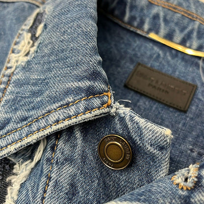 Saint Laurent Paris Jean Navy Long Sleeve Distressed Spring Autumn Jacket — view 6