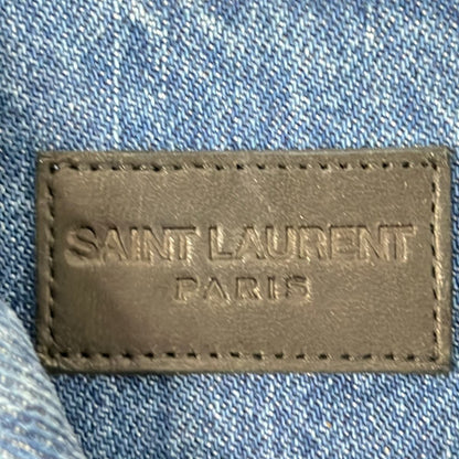 Saint Laurent Paris Jean Navy Long Sleeve Distressed Spring Autumn Jacket — view 3