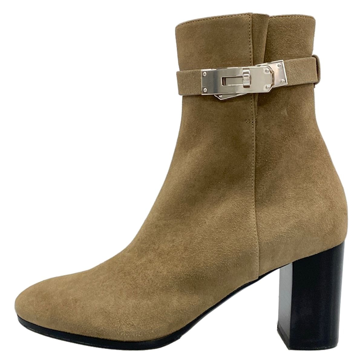 Hermes Short Boots 35 Beige Kelly Silver