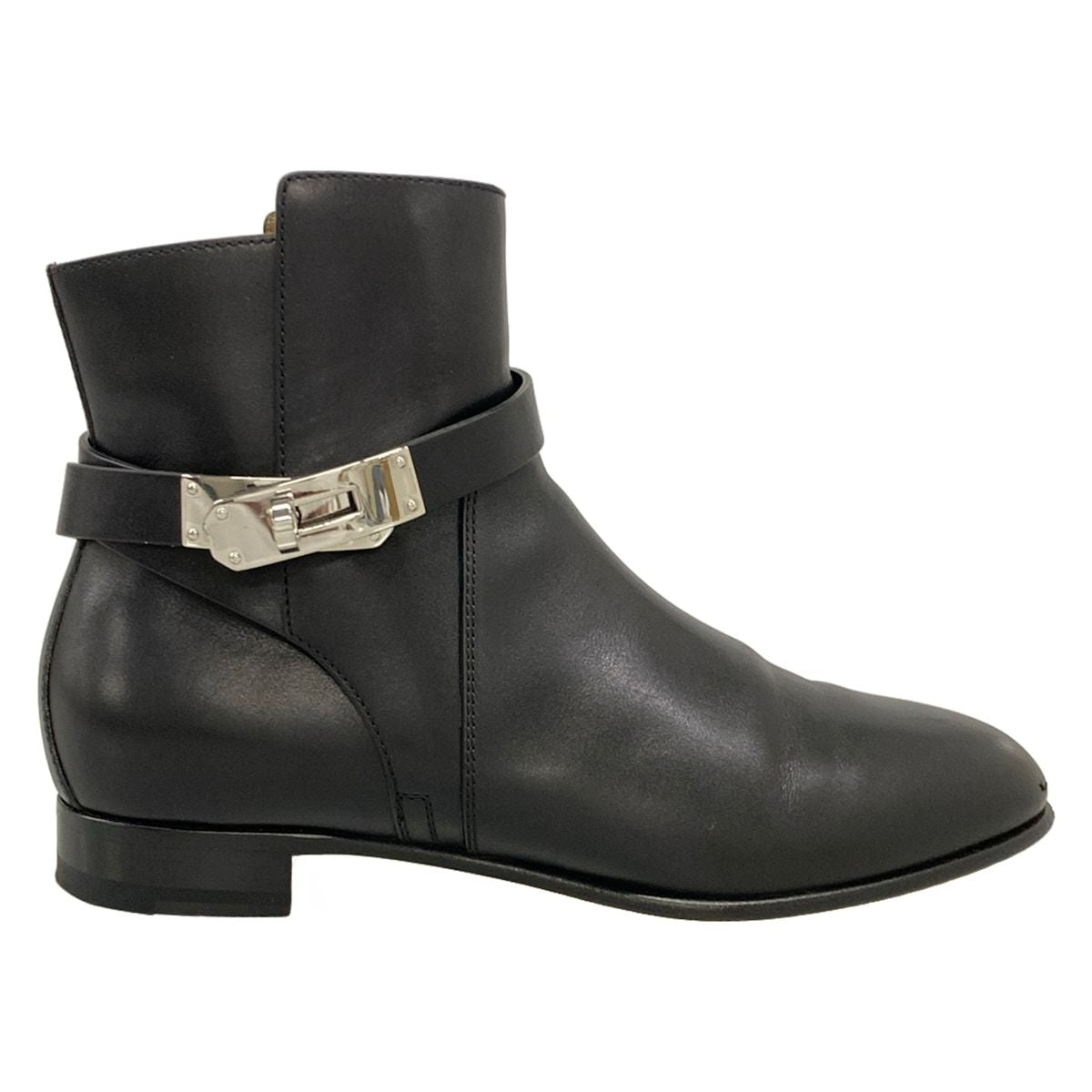 Hermes Short Boots 36.5 Neo Black Kelly Silver Leather — view 4