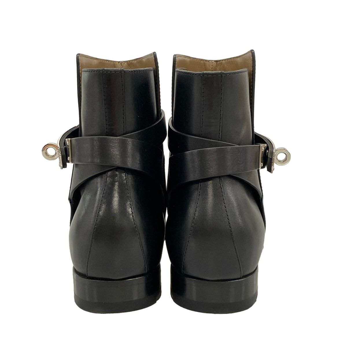 Hermes Short Boots 36.5 Neo Black Kelly Silver Leather — view 6
