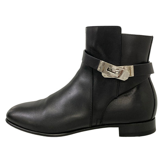 Hermes Short Boots 36.5 Neo Black Kelly Silver Leather