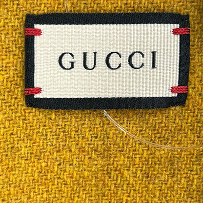 Gucci Poncho Yellow Dark Navy Multi Knit Plaid GG Pattern Reversible Fringe — view 4