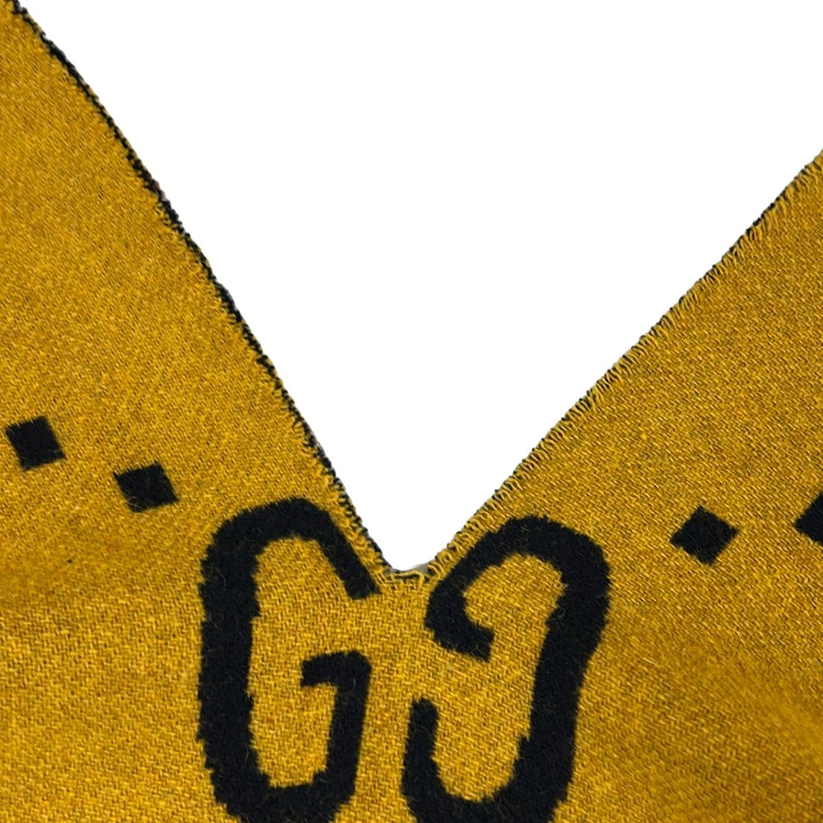Gucci Poncho Yellow Dark Navy Multi Knit Plaid GG Pattern Reversible Fringe — view 7