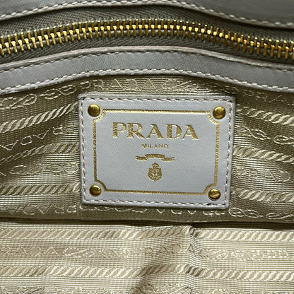 Prada Handbag Gathered Bag Beige Light Gray Leather Tag — view 8